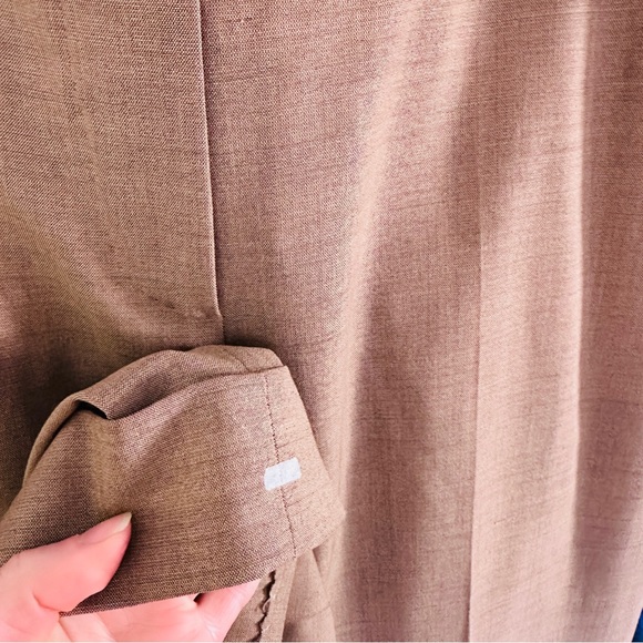 MAXMARA Italian Wool Mohair Beige Wide Leg High Cuff Waisted Trousers Pants - Picture 12 of 12